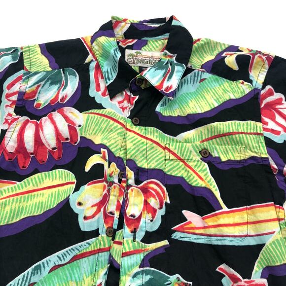 Pataloha XXS Unisex Button Short Sleeve Pocket Collared Hawaiian Floral Shirt - Picture 2 of 7